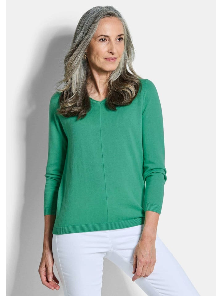GOLDNER Вязаный пуловер, хлопковый пуловер с V-образным вырезом, зеленого цвета
GOLDNER Вязаный пуловер, хлопковый пуловер с V-образным вырезом, зеленого цвета