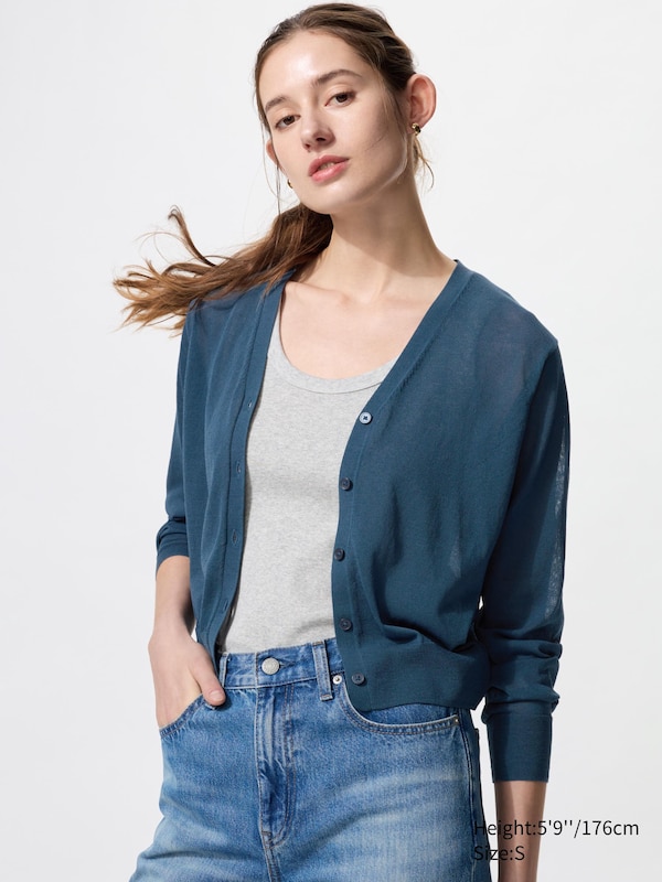 Легкий кардиган с V-образным вырезом Uniqlo, синий
Легкий кардиган с V-образным вырезом Uniqlo, синий
