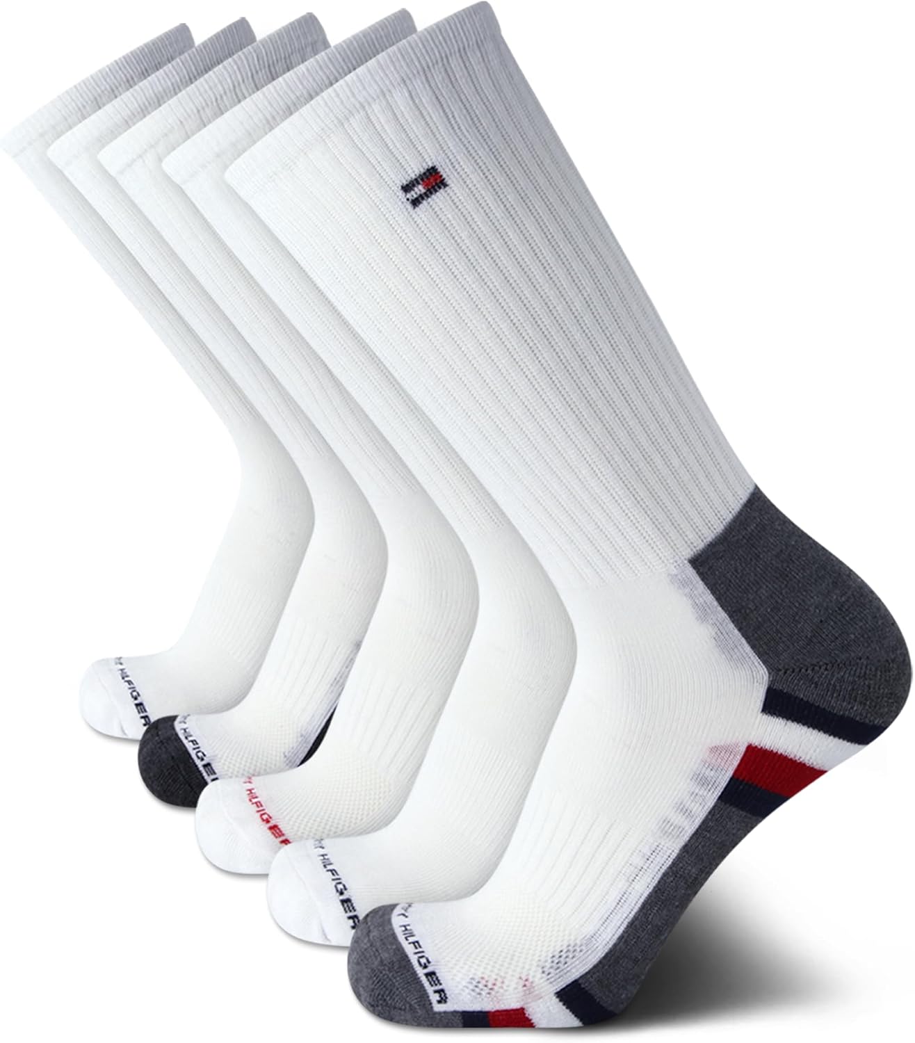 Мужские носки Tommy Hilfiger Crew Socks - 5 пар спортивных носков с эластичной подкладкой и амортизацией (размер обуви: 7-12), White/Red Stripe
Мужские носки Tommy Hilfiger Crew Socks - 5 пар спортивных носков с эластичной подкладкой и амортизацией (размер обуви: 7-12), White/Red Stripe