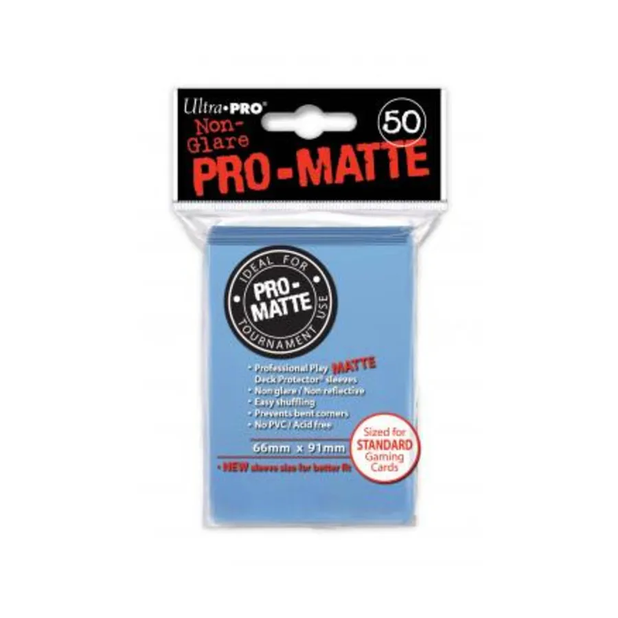 Карманы для карточек Pro-Matte с антибликовым покрытием — светло-голубые (50), Card Sleeves - Standard - Pro-Matte (Ultra-Pro)
Карманы для карточек Pro-Matte с антибликовым покрытием — светло-голубые (50), Card Sleeves - Standard - Pro-Matte (Ultra-Pro)