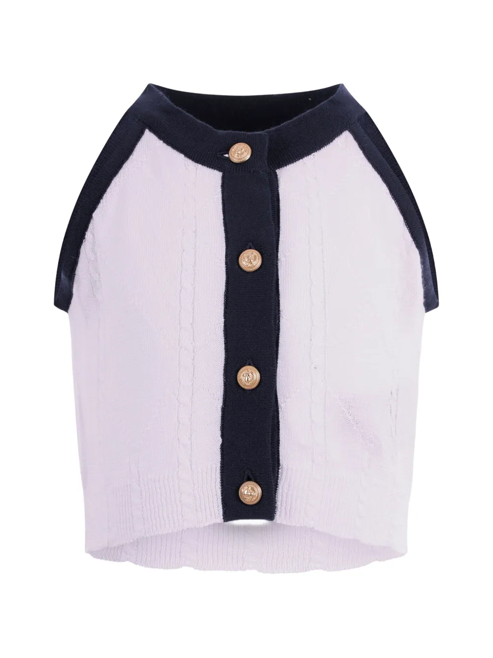 Трикотажный топ на пуговицах в рубчик Balmain Kids, белый
Трикотажный топ на пуговицах в рубчик Balmain Kids, белый