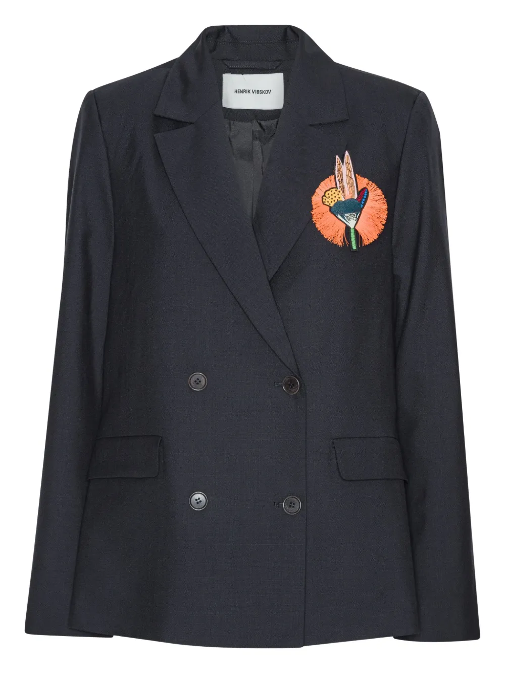 Двубортный блейзер с вышивкой Henrik Vibskov, синий
Двубортный блейзер с вышивкой Henrik Vibskov, синий