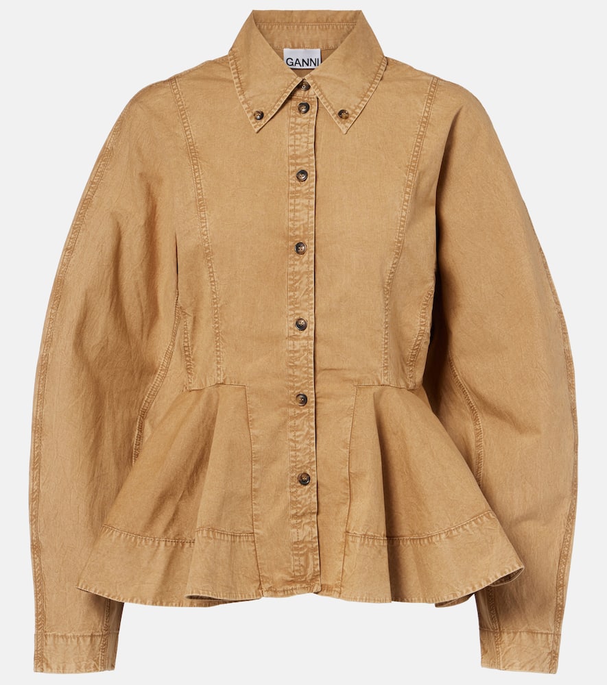 Хлопковая блузка с баской Ganni, Lark
Хлопковая блузка с баской Ganni, Lark