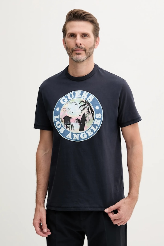 Хлопковая футболка Guess, темно-синий
Хлопковая футболка Guess, темно-синий
