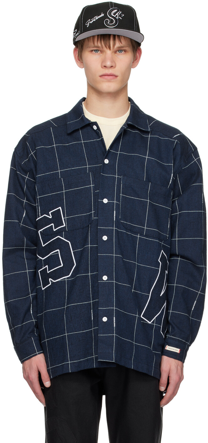 Темно-синяя клетчатая рубашка Saintwoods
Темно-синяя клетчатая рубашка Saintwoods