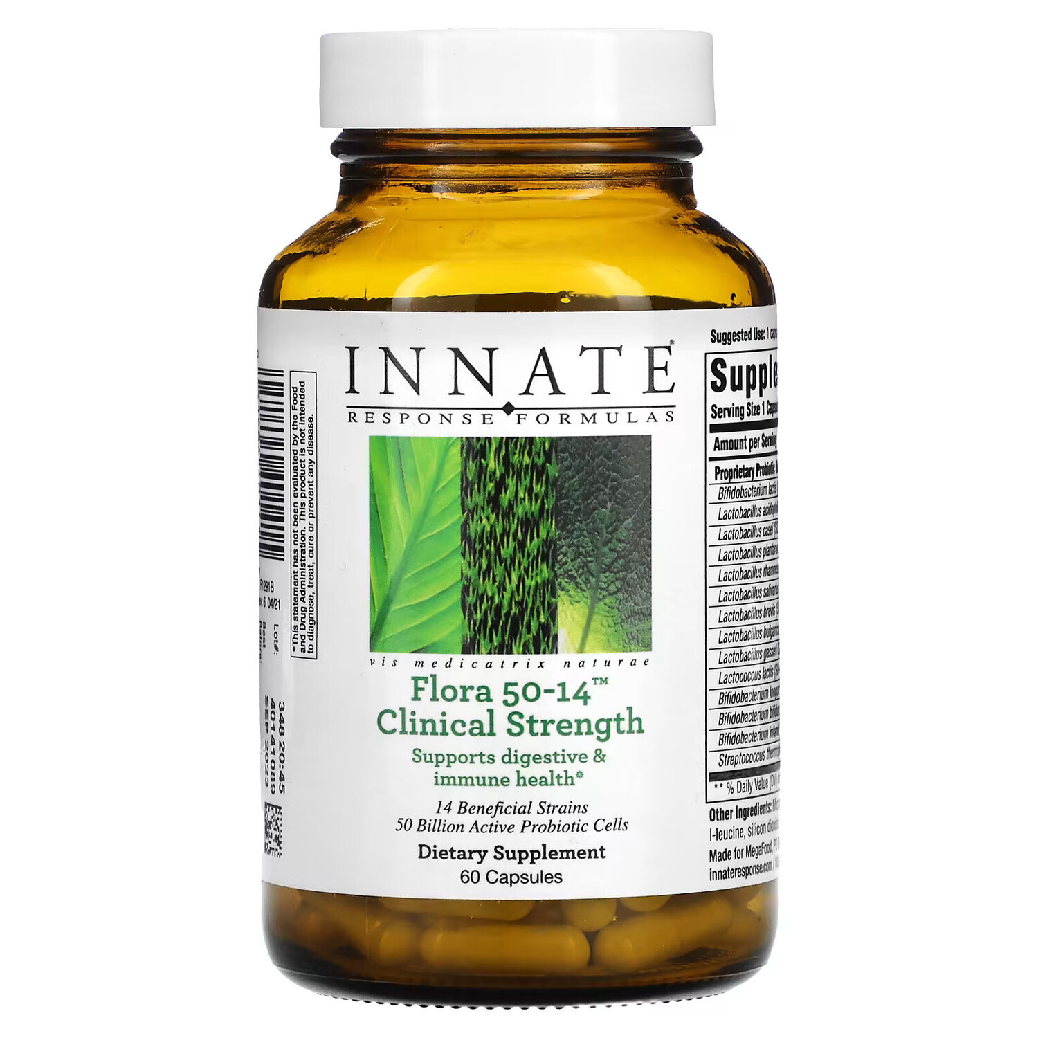 Innate Response Formulas, Flora 50-14, клинически доказанная эффективность, 60 капсул
Innate Response Formulas, Flora 50-14, клинически доказанная эффективность, 60 капсул