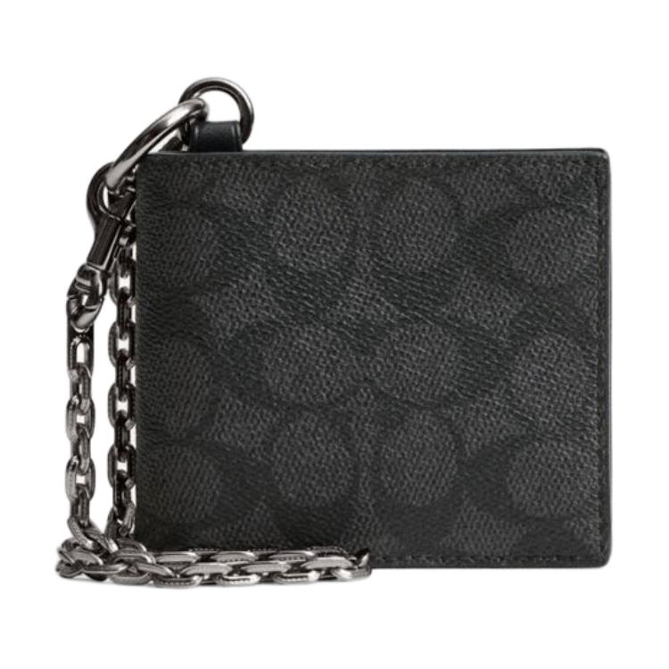 COACH Миниатюрный женский кошелек из текстурированного полотна угольного цвета, Charcoal 
COACH Миниатюрный женский кошелек из текстурированного полотна угольного цвета, Charcoal