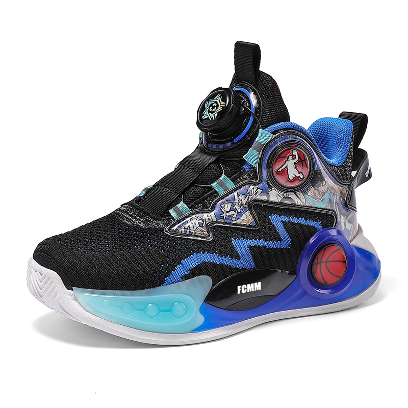 Баскетбольные кроссовки средней высоты с амортизацией, износостойкие, дышащие, детские FCMM, черный/синий 
Баскетбольные кроссовки средней высоты с амортизацией, износостойкие, дышащие, детские FCMM, черный/синий