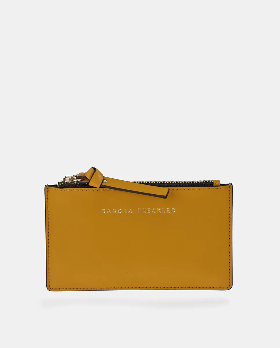 Плоский кожаный кошелек на молнии гладкий черный Sandra Freckled, горчичный
Плоский кожаный кошелек на молнии гладкий черный Sandra Freckled, горчичный