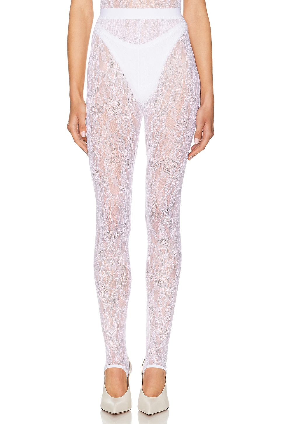 Кружевные леггинсы со стременами Wardrobe.Nyc, White
Кружевные леггинсы со стременами Wardrobe.Nyc, White