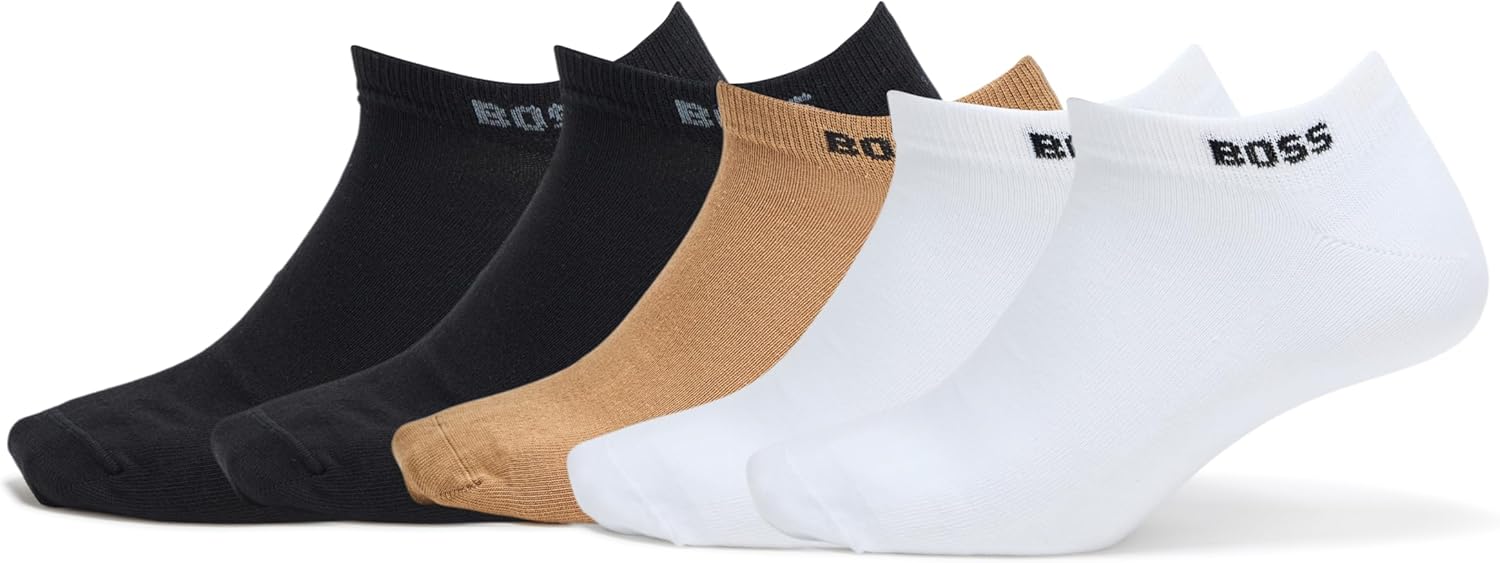 BOSS Мужские однотонные хлопковые носки с эластаном (5 пар), Black/Black/White/White/Camel
BOSS Мужские однотонные хлопковые носки с эластаном (5 пар), Black/Black/White/White/Camel