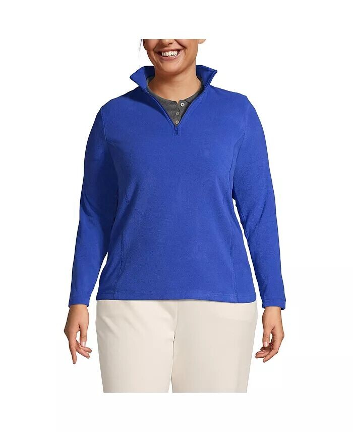 Школьная форма больших размеров Thermacheck 100 Флисовый пуловер с молнией на четверть Lands' End, черный 
Школьная форма больших размеров Thermacheck 100 Флисовый пуловер с молнией на четверть Lands' End, черный