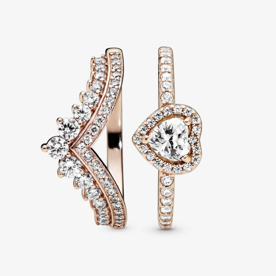 Ювелирный комплект Pandora Timeless Heart Of Rose Princess Wishbone Stacking Ring, 2 предмета
Ювелирный комплект Pandora Timeless Heart Of Rose Princess Wishbone Stacking Ring, 2 предмета