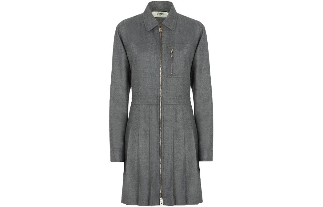 Распашной воротник плиссированное миди-платье FENDI, серый
Распашной воротник плиссированное миди-платье FENDI, серый