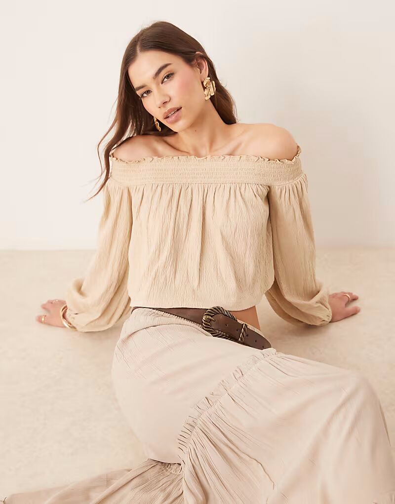Топ с открытыми плечами и рукавами-фонариками ASOS DESIGN в каменном цвете
Топ с открытыми плечами и рукавами-фонариками ASOS DESIGN в каменном цвете