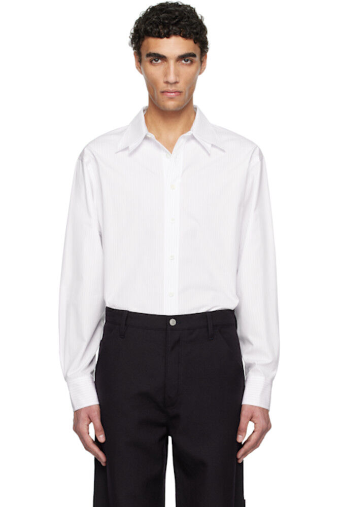 Белая рубашка в полоску с двойным воротником RECTO
Белая рубашка в полоску с двойным воротником RECTO