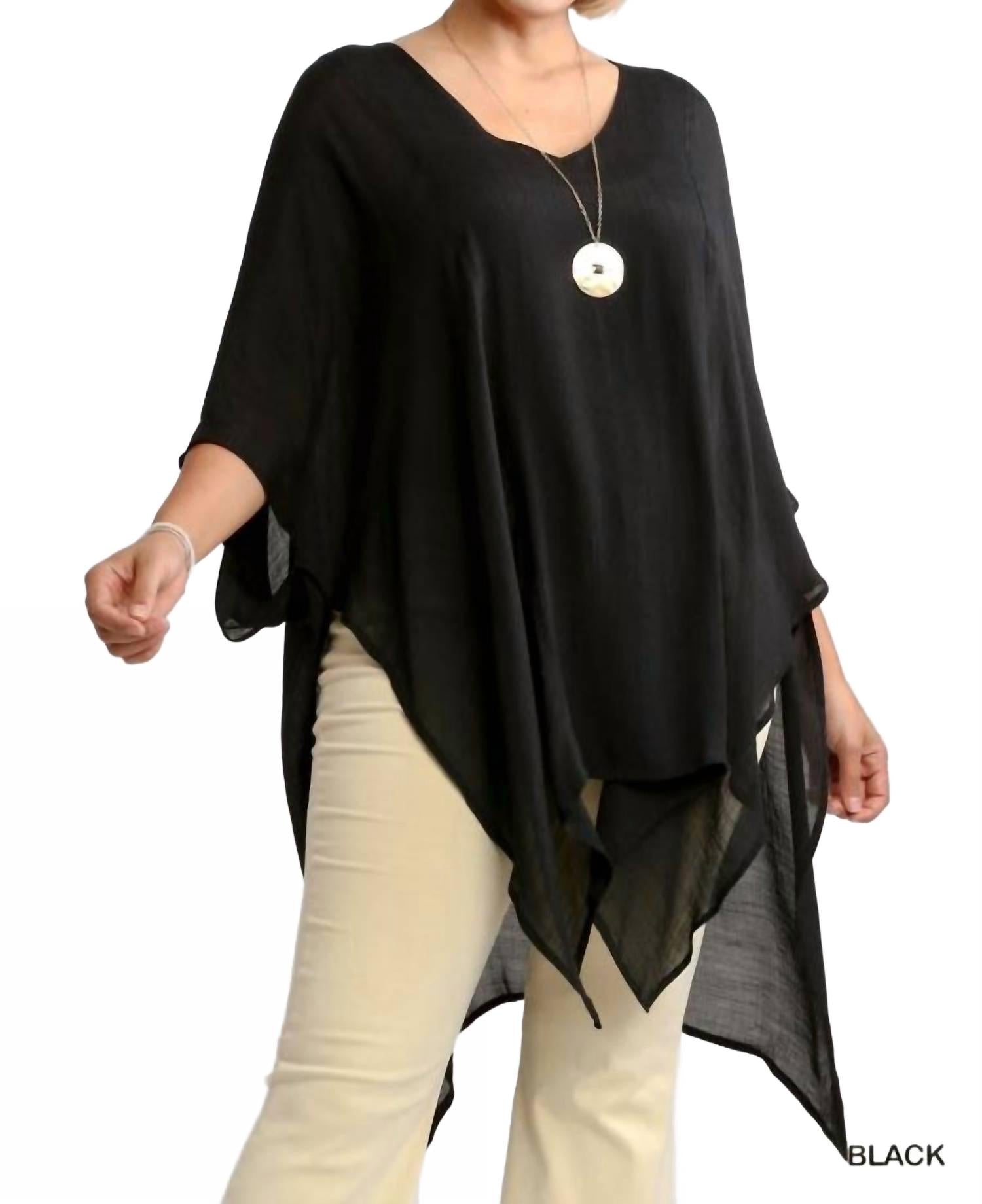 Черный кафтан-туника Plus Umgee
Черный кафтан-туника Plus Umgee