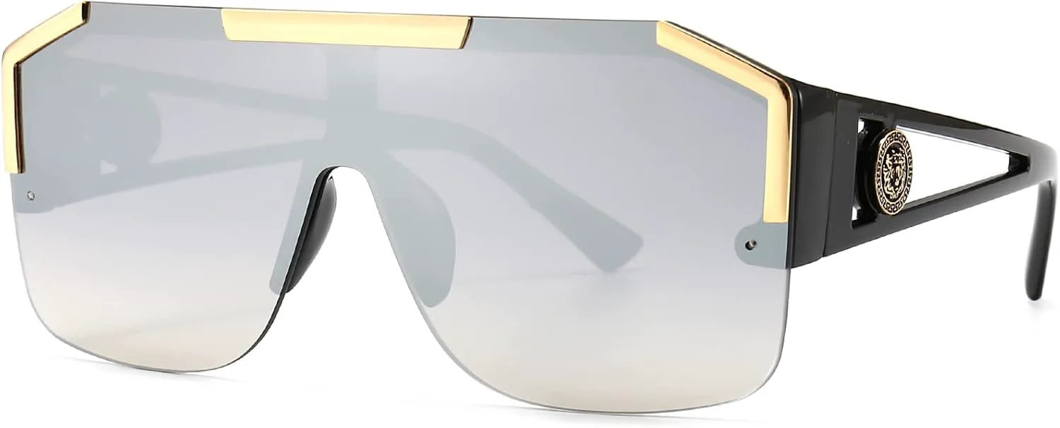 Солнцезащитные очки AIEYEZO квадратной формы, увеличенного размера, с плоской верхней частью, для мужчин и женщин, с одной линзой, квадратной формы, Silver Mirrored
Солнцезащитные очки AIEYEZO квадратной формы, увеличенного размера, с плоской верхней частью, для мужчин и женщин, с одной линзой, квадратной формы, Silver Mirrored