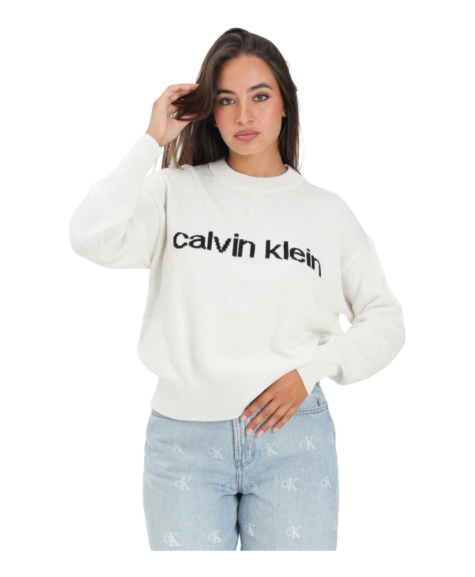 Белый пуловер с ребристыми манжетами Calvin Klein Jeans, белый
Белый пуловер с ребристыми манжетами Calvin Klein Jeans, белый