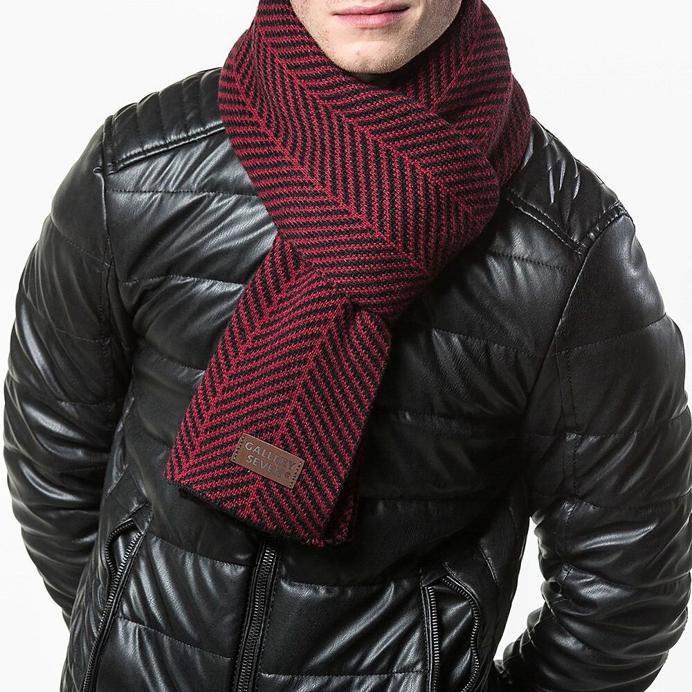 Мужской зимний шарф мягкой вязки Gallery Seven, цвет Black Red 
Мужской зимний шарф мягкой вязки Gallery Seven, цвет Black Red