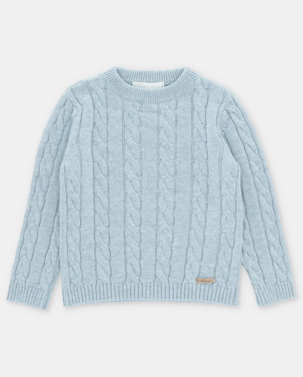 Детский свитер с плетеным узором светло-голубого серого цвета Martín Aranda
Детский свитер с плетеным узором светло-голубого серого цвета Martín Aranda