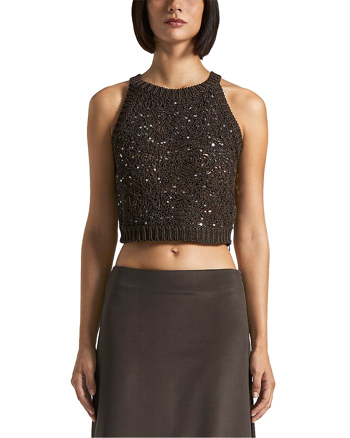 Кроп-топ с пайетками вязаный Peserico, коричневый
Кроп-топ с пайетками вязаный Peserico, коричневый
