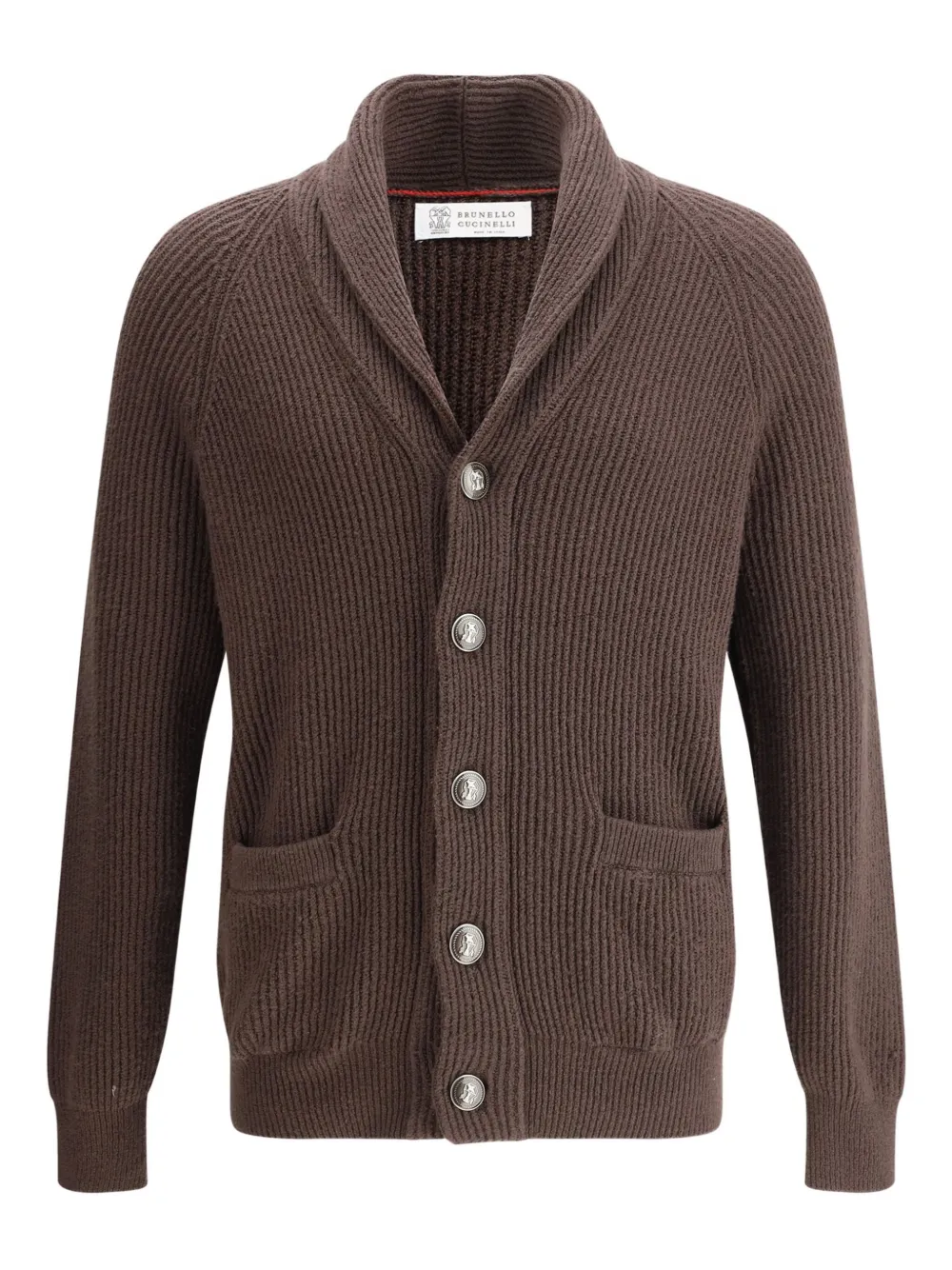 Кардиган с шалевым отворотом и отделкой в рубчик Brunello Cucinelli, коричневый
Кардиган с шалевым отворотом и отделкой в рубчик Brunello Cucinelli, коричневый
