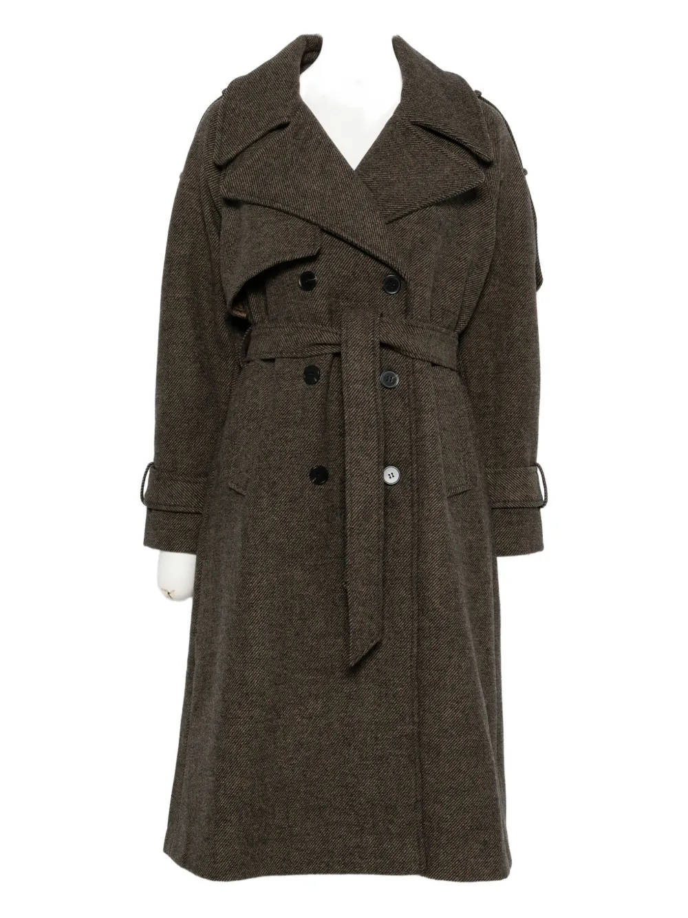 Двубортное пальто из хлопка с поясом Suncoo, коричневый
Двубортное пальто из хлопка с поясом Suncoo, коричневый