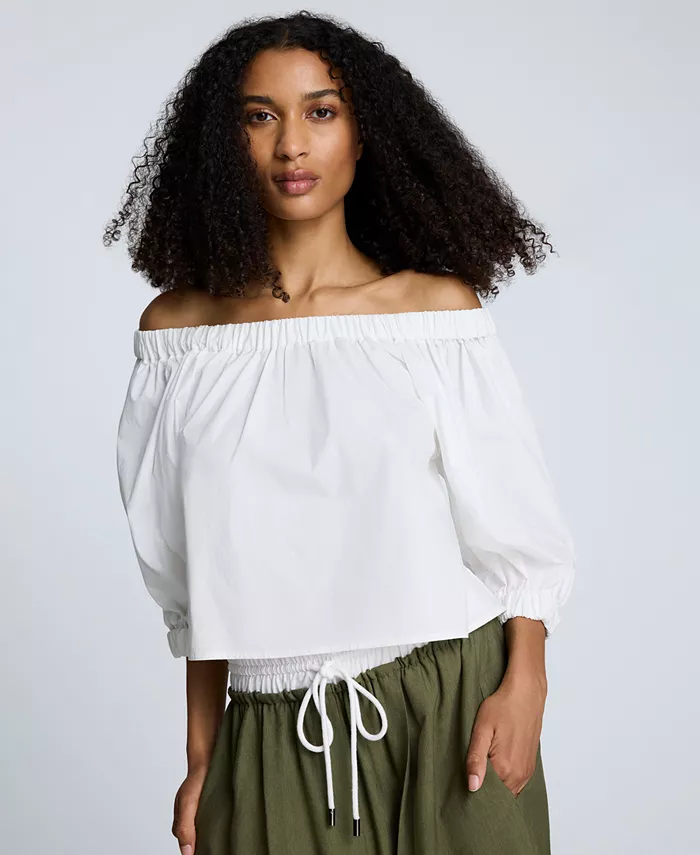 Женский укороченный топ с открытыми плечами Kenneth Cole, белый 
Женский укороченный топ с открытыми плечами Kenneth Cole, белый