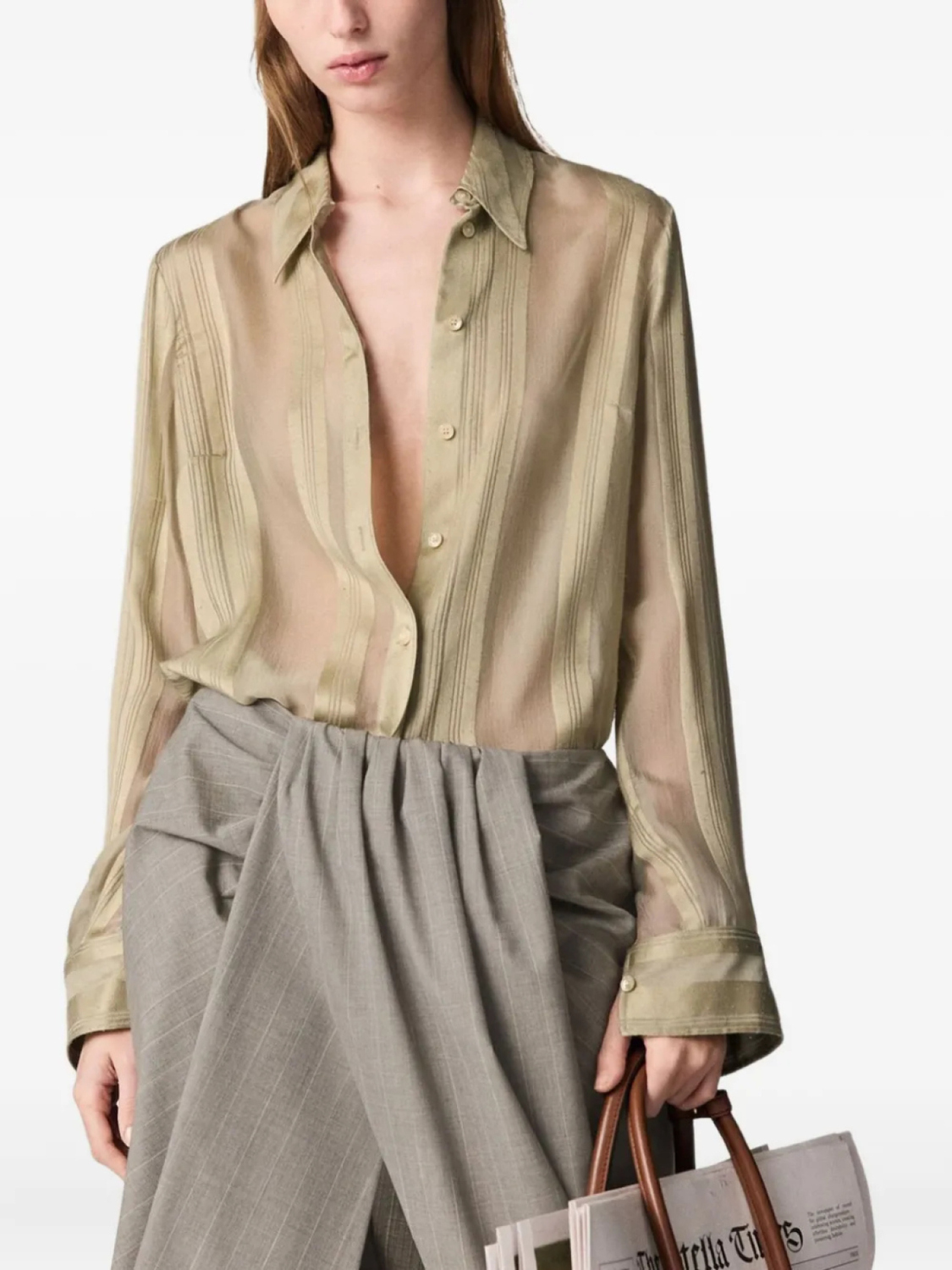 Прозрачная полосатая рубашка Stella McCartney, нейтральный
Прозрачная полосатая рубашка Stella McCartney, нейтральный