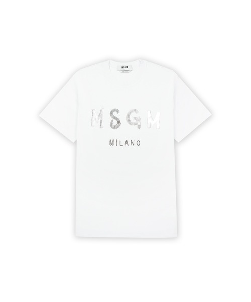 Футболка с фольгированным принтом MSGM, бело-серебристая
Футболка с фольгированным принтом MSGM, бело-серебристая