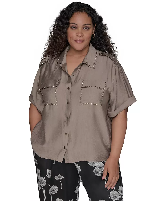 Рубашка с пуговицами спереди, украшенная заклепками KARL LAGERFELD PARIS, коричневый
Рубашка с пуговицами спереди, украшенная заклепками KARL LAGERFELD PARIS, коричневый