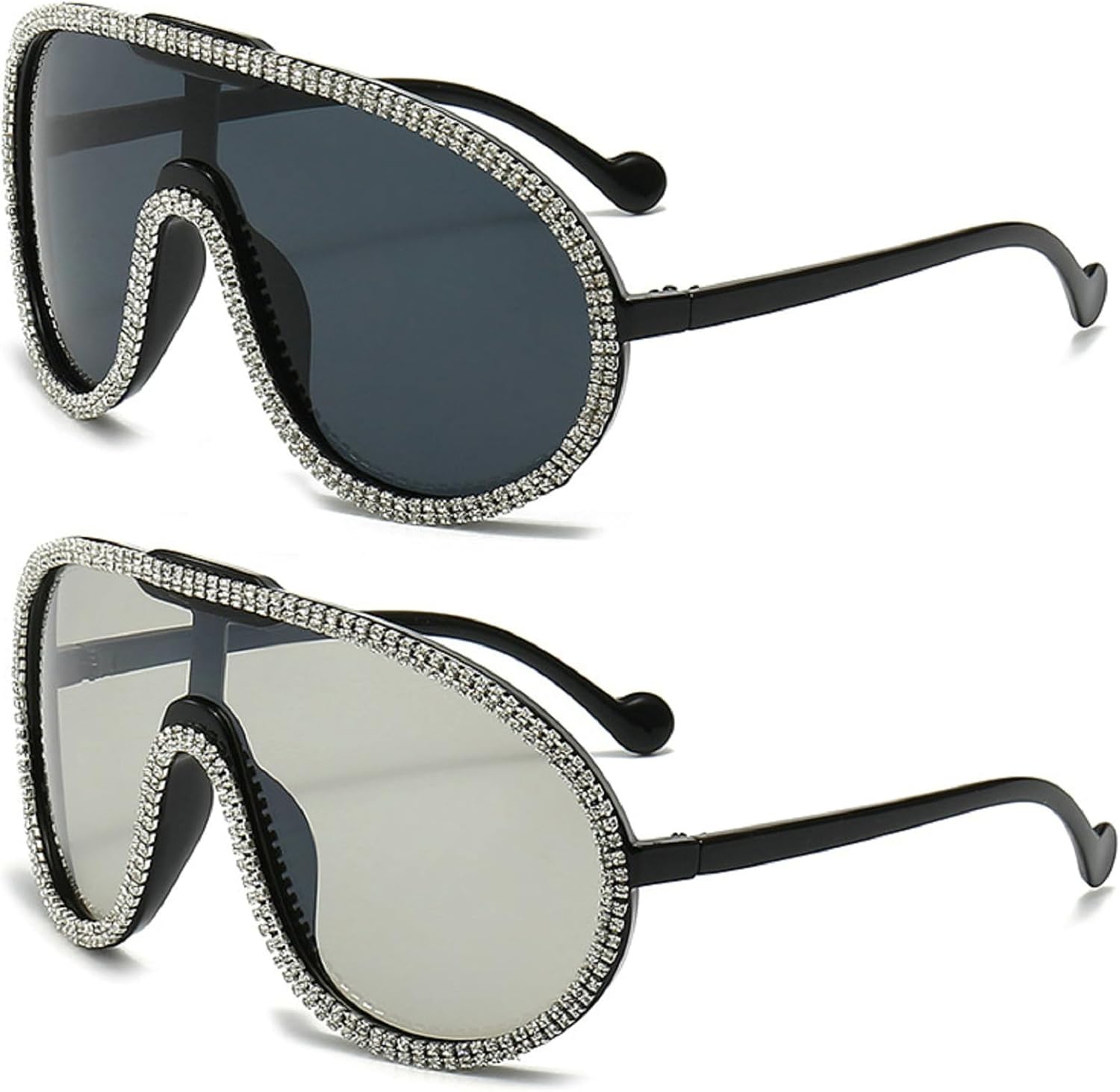 Крупные цельные солнцезащитные очки для женщин и мужчин, модные солнцезащитные очки со стразами, большая оправа, бриллиантовые очки, защита от УФ-излучения UV400 mincl, 2pcs-white Black&silver
Крупные цельные солнцезащитные очки для женщин и мужчин, модные солнцезащитные очки со стразами, большая оправа, бриллиантовые очки, защита от УФ-излучения UV400 mincl, 2pcs-white Black&silver