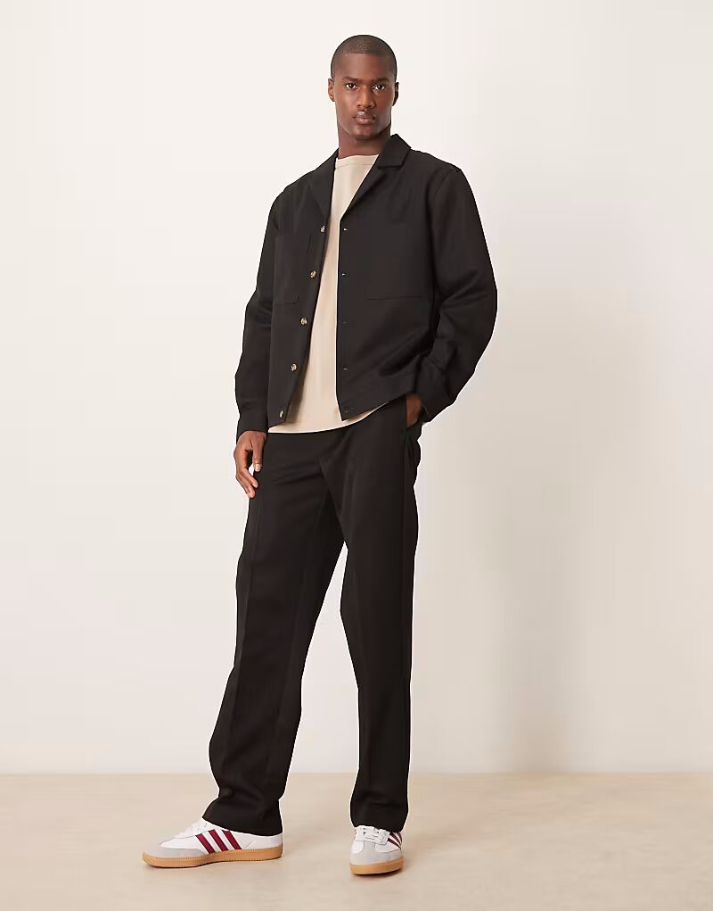 Строгие прямые брюки черного цвета с эластичной талией Asos Design
Строгие прямые брюки черного цвета с эластичной талией Asos Design