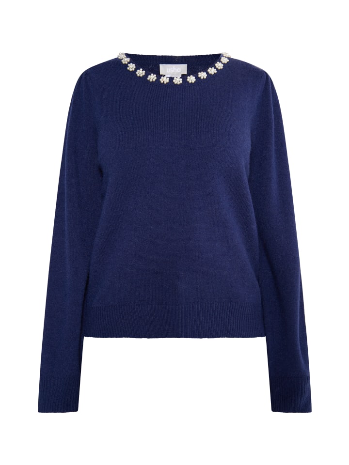 Женский свитер с жемчугом в темно-синем цвете Usha
Женский свитер с жемчугом в темно-синем цвете Usha