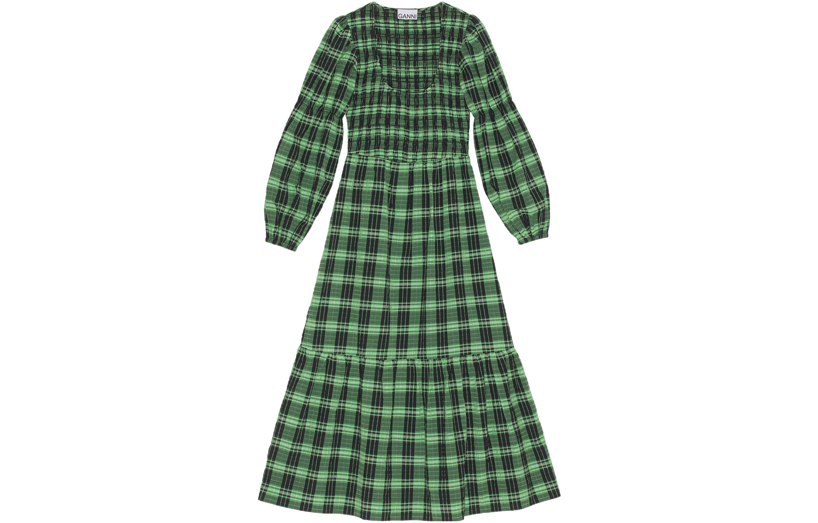 Seersucker Check Maxi Smock Dress GANNI, зеленый
Seersucker Check Maxi Smock Dress GANNI, зеленый