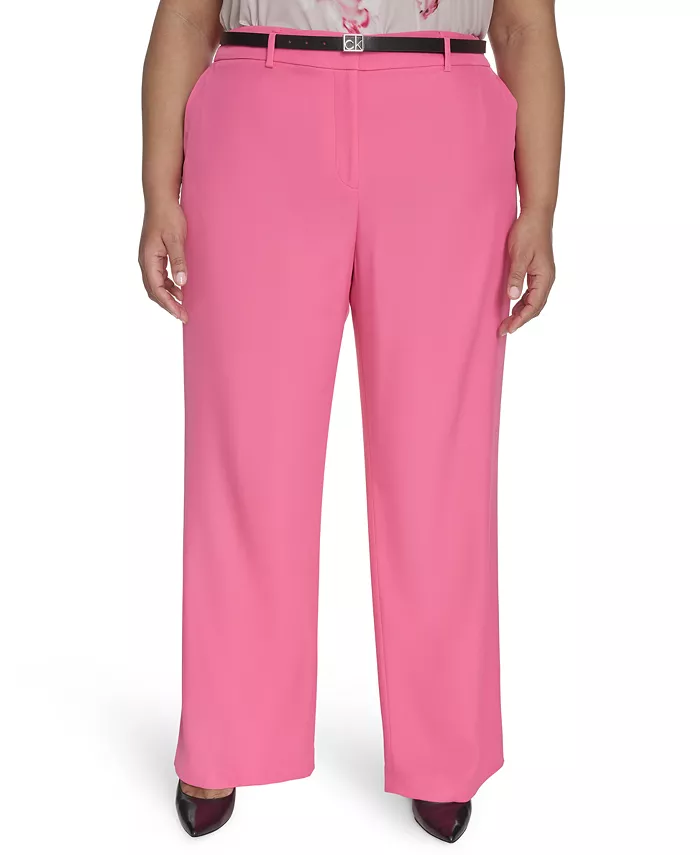 Брюки больших размеров со средней посадкой и широкими штанинами Calvin Klein, розовый
Брюки больших размеров со средней посадкой и широкими штанинами Calvin Klein, розовый