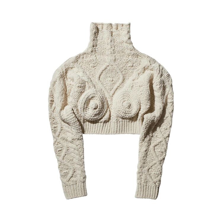 Свитер Jean Paul Gaultier Madonna Knitted Breast Sweater Cream, белый 
Свитер Jean Paul Gaultier Madonna Knitted Breast Sweater Cream, белый