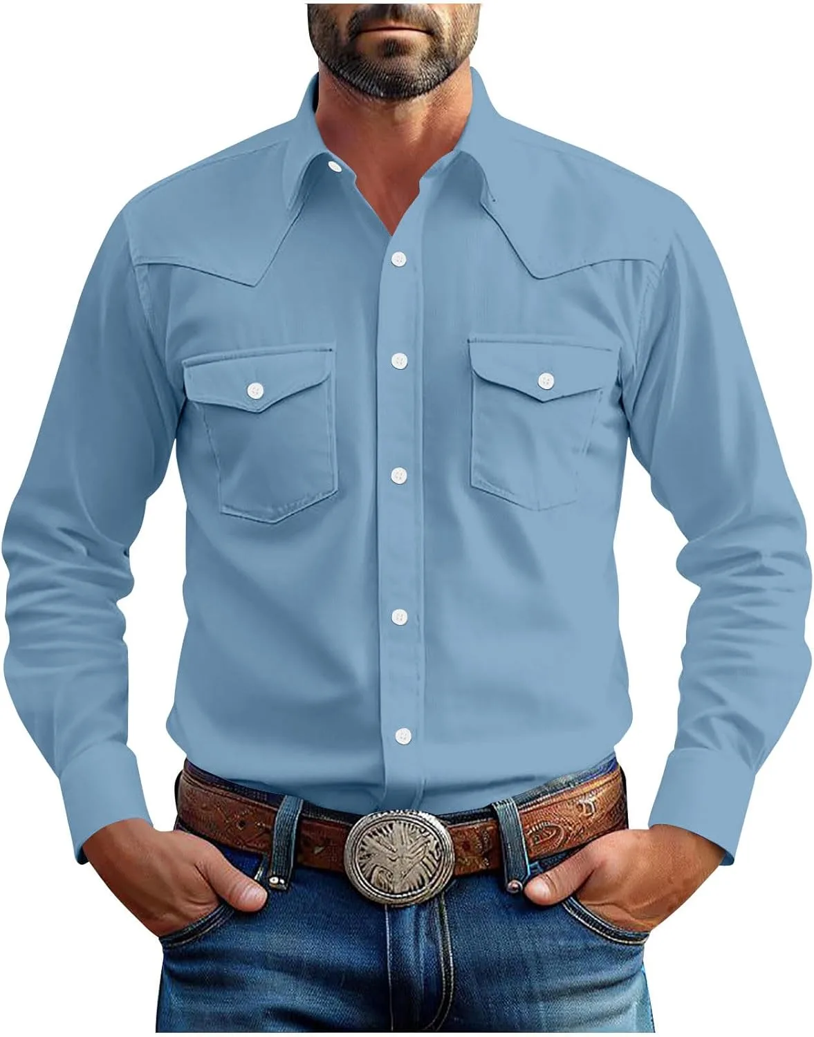 Мужская рубашка с длинным рукавом в стиле вестерн, ковбойская рабочая рубашка с двумя карманами Sdeycui
Мужская рубашка с длинным рукавом в стиле вестерн, ковбойская рабочая рубашка с двумя карманами Sdeycui