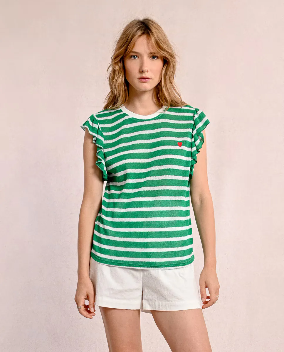 Женская футболка в полоску с вырезом в виде сердца Molly Bracken, зеленый
Женская футболка в полоску с вырезом в виде сердца Molly Bracken, зеленый