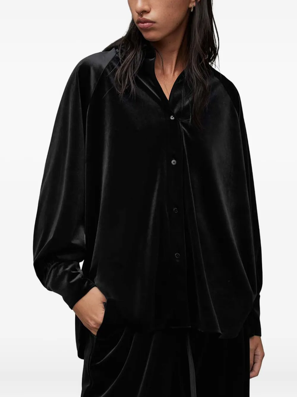 Вельветовая рубашка с рукавами-буфами AllSaints, черный
Вельветовая рубашка с рукавами-буфами AllSaints, черный