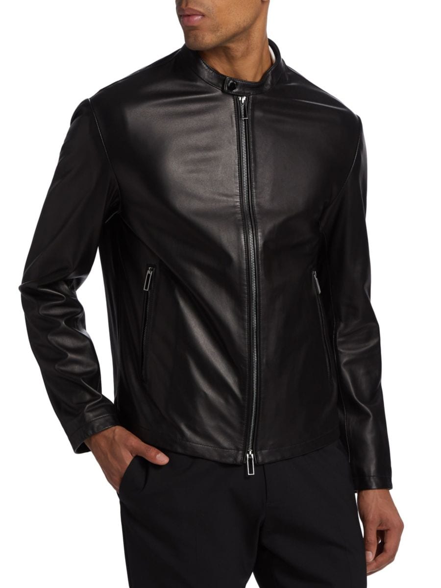 Кожаная мотокуртка Emporio Armani, черный 
Кожаная мотокуртка Emporio Armani, черный