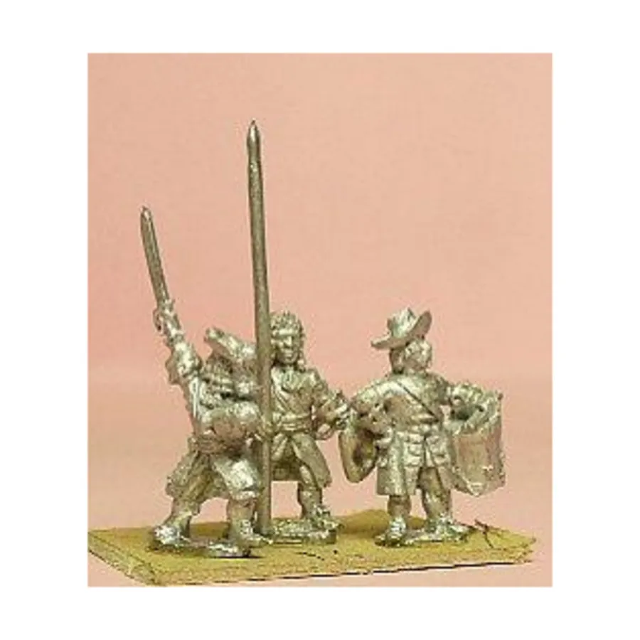 Мушкетеры в кружевном пальто — офицер, знаменосец и барабанщик, European Armies 1660-1745 - Infantry - Command (15mm)
Мушкетеры в кружевном пальто — офицер, знаменосец и барабанщик, European Armies 1660-1745 - Infantry - Command (15mm)