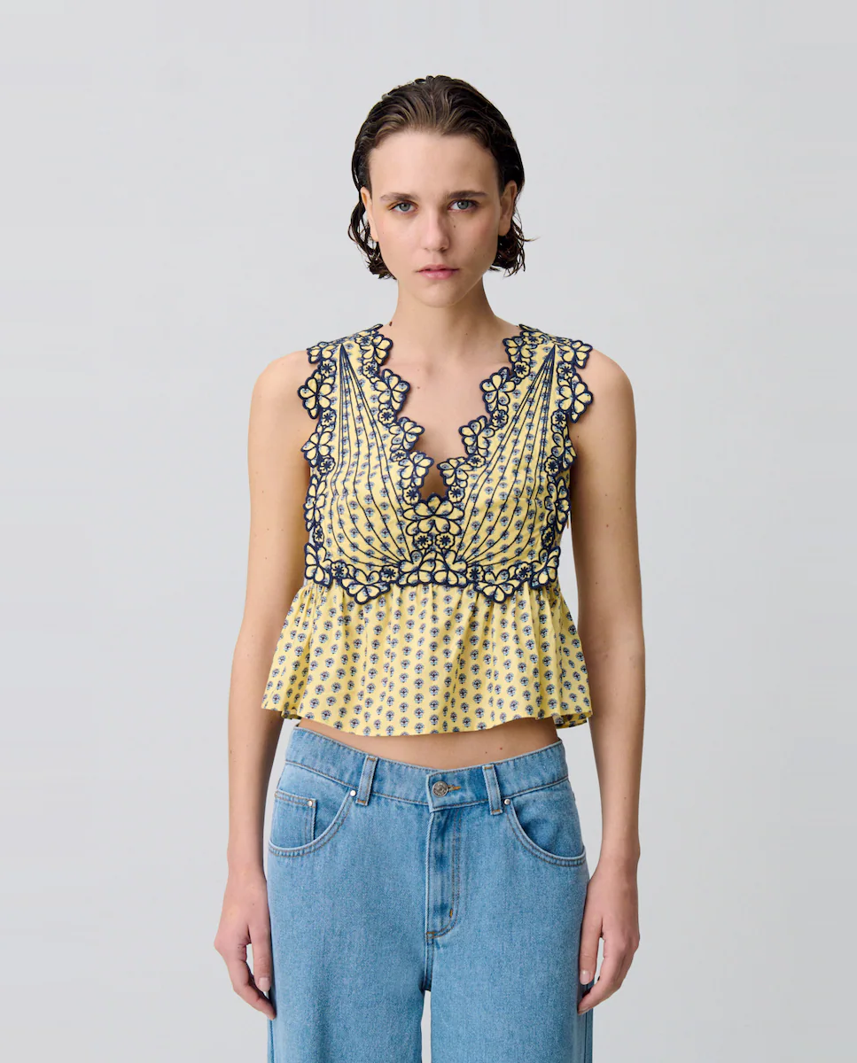 Женский топ без рукавов с вышивкой Claudie Pierlot, желтый
Женский топ без рукавов с вышивкой Claudie Pierlot, желтый