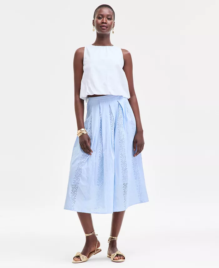 Женская хлопковая плиссированная миди-юбка с ажурной отделкой On 34th, синий
Женская хлопковая плиссированная миди-юбка с ажурной отделкой On 34th, синий