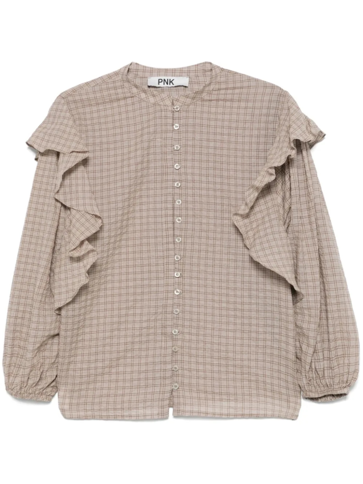 PNK клетчатая рубашка с оборками, коричневый
PNK клетчатая рубашка с оборками, коричневый