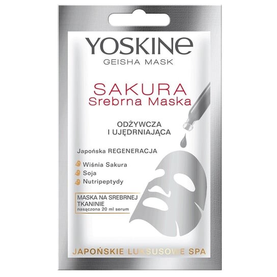Серебряная маска на ткани, питательная и укрепляющая, 20 мл Yoskine, Geisha Mask Sakura
Серебряная маска на ткани, питательная и укрепляющая, 20 мл Yoskine, Geisha Mask Sakura