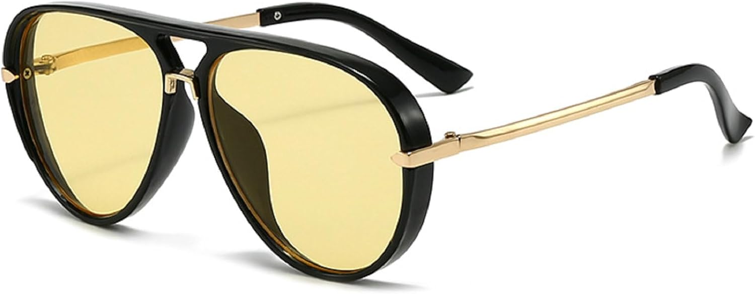 Большие солнцезащитные очки-пилот для женщин, модные солнцезащитные очки в крупной оправе, стильные очки-маска в металлической оправе овальной формы mincl, Black Yellow
Большие солнцезащитные очки-пилот для женщин, модные солнцезащитные очки в крупной оправе, стильные очки-маска в металлической оправе овальной формы mincl, Black Yellow