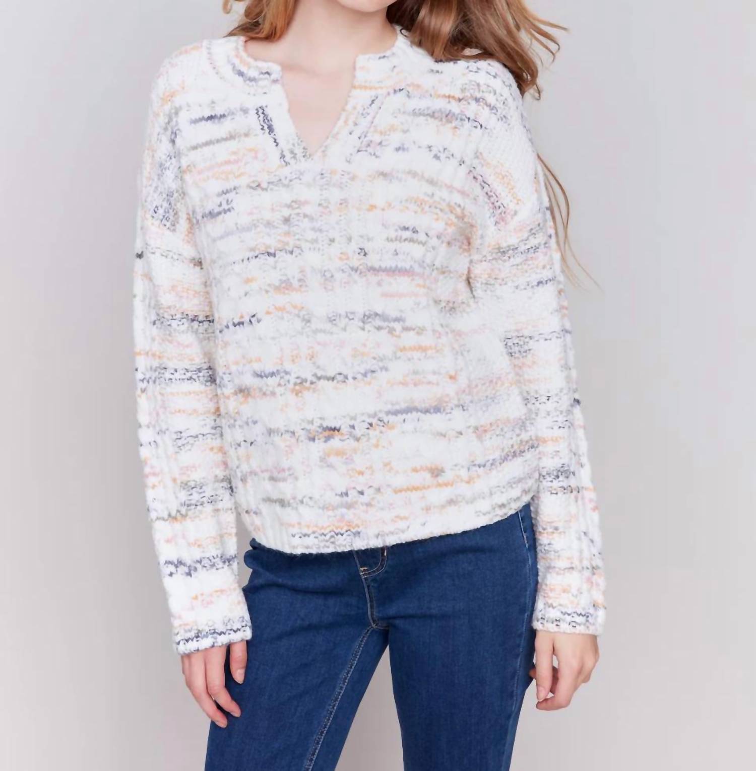 Вязаный свитер с косами из пестрой пряжи цвета экрю CHARLIE B, цвет ecru
Вязаный свитер с косами из пестрой пряжи цвета экрю CHARLIE B, цвет ecru