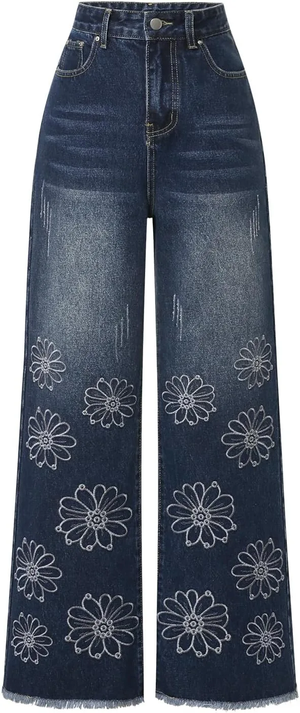 Женские джинсы с высокой талией и прямой широкой штаниной
Женские джинсы с высокой талией и прямой широкой штаниной